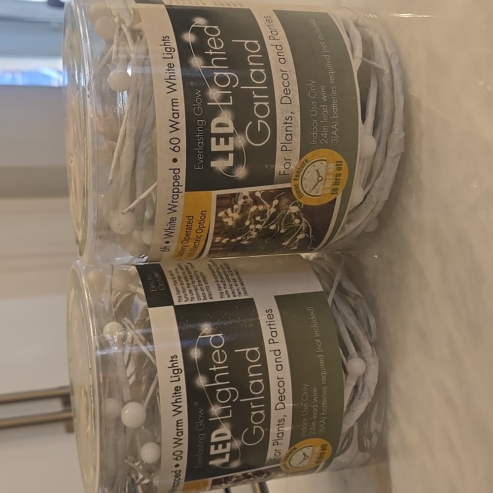 Nwt Led White 6ft Garland X2